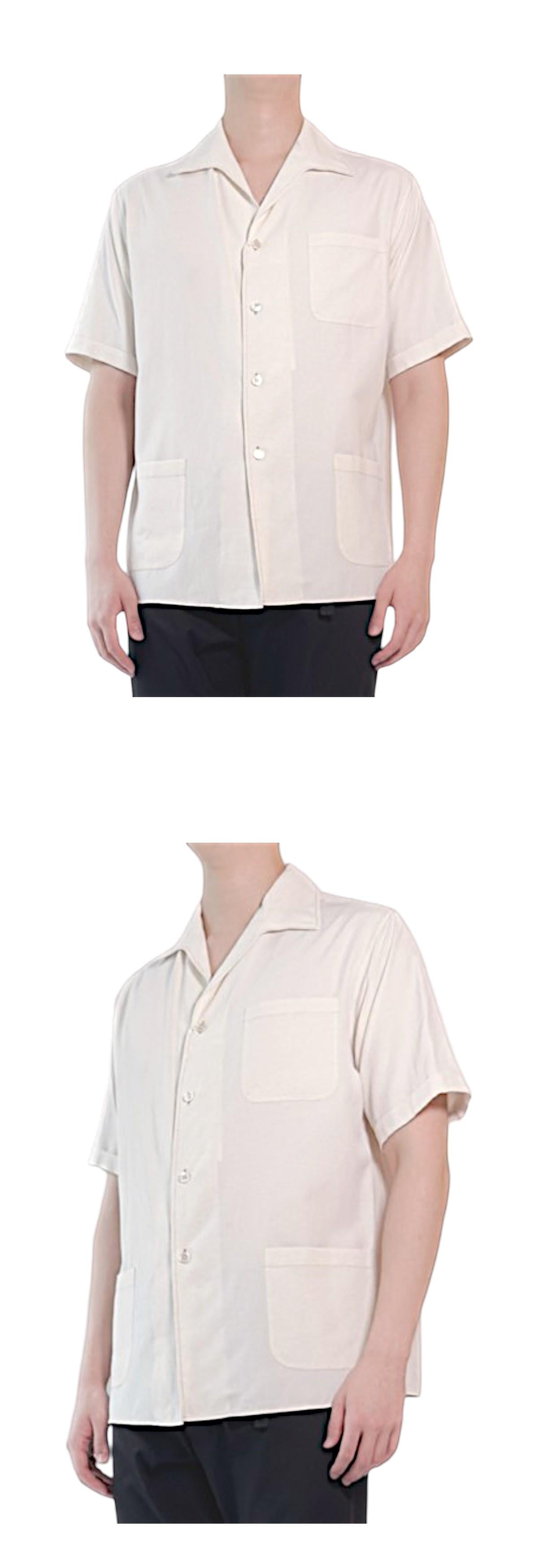 Maison Margiela Stitch Logo Rayon Twill Short Sleeve Shirt Black
