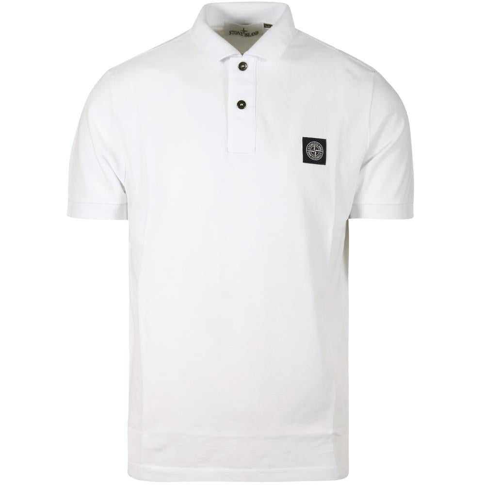 STONE ISLAND Logo Patch Slim Fit Polo T-Shirt White