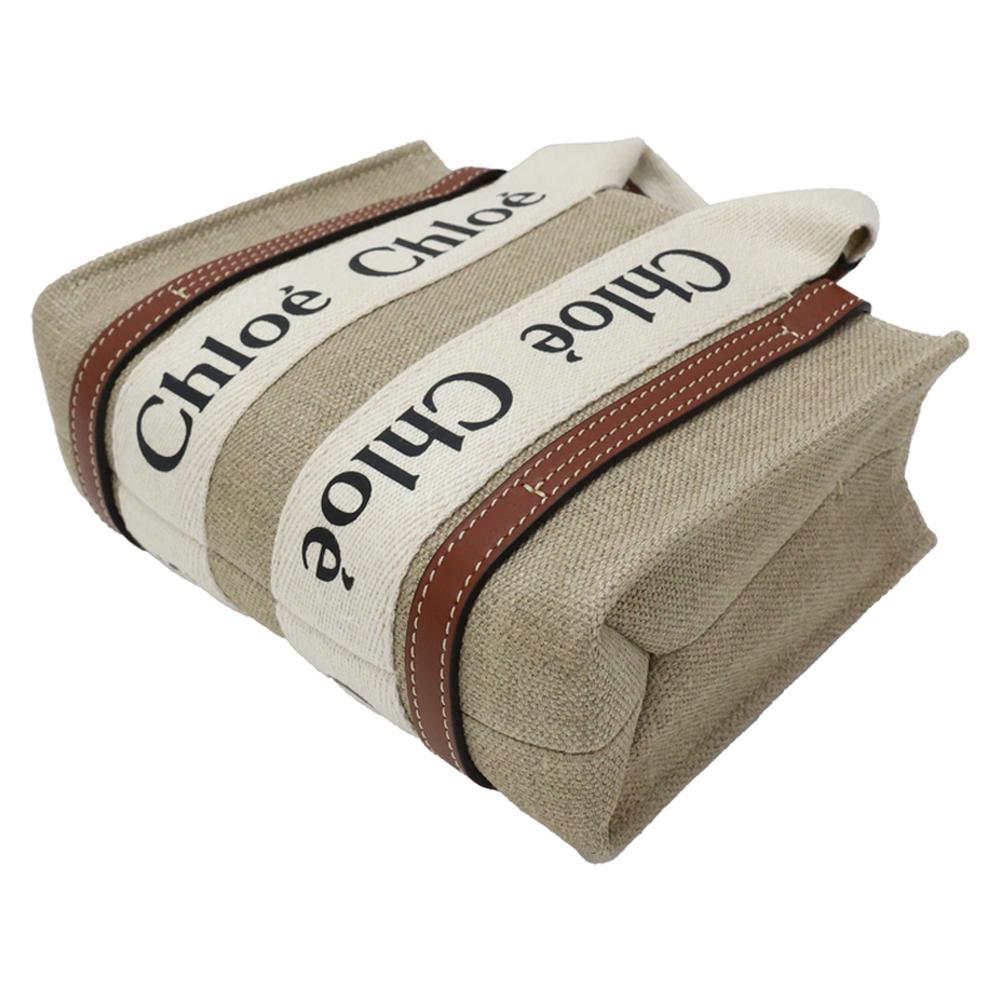 Chloe Woody Mini Women’s Tote Bag Canvas Beige