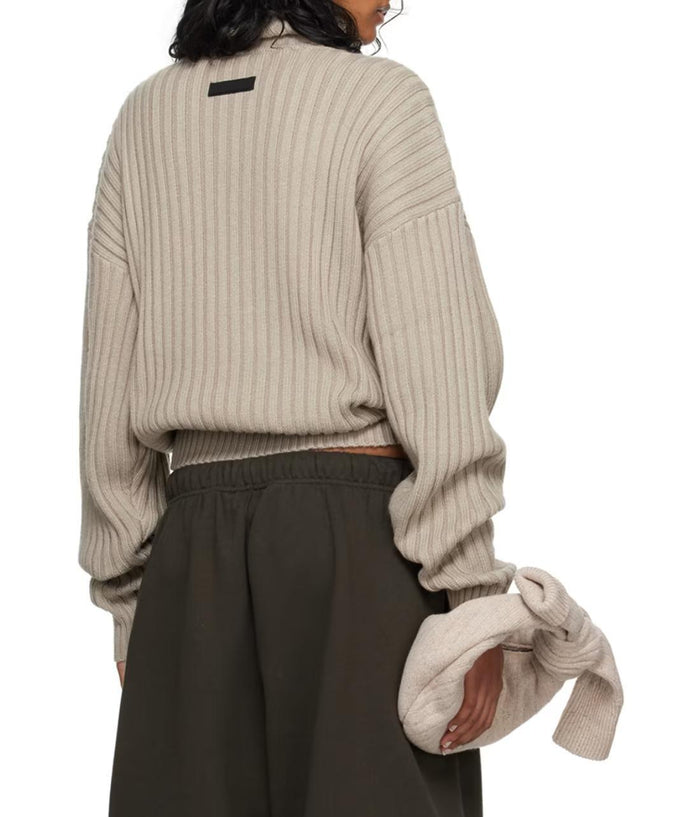 Fear of God Essentials Logo Patch Light Gray Turtleneck Sweater