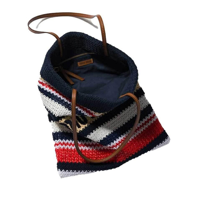 Miu Miu Raffia-Effect Woven Tote Bag