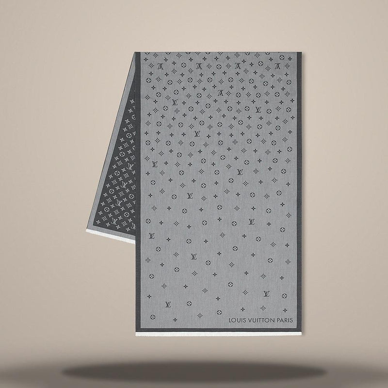 Louis Vuitton All About Monogram Wool Scarf Gray