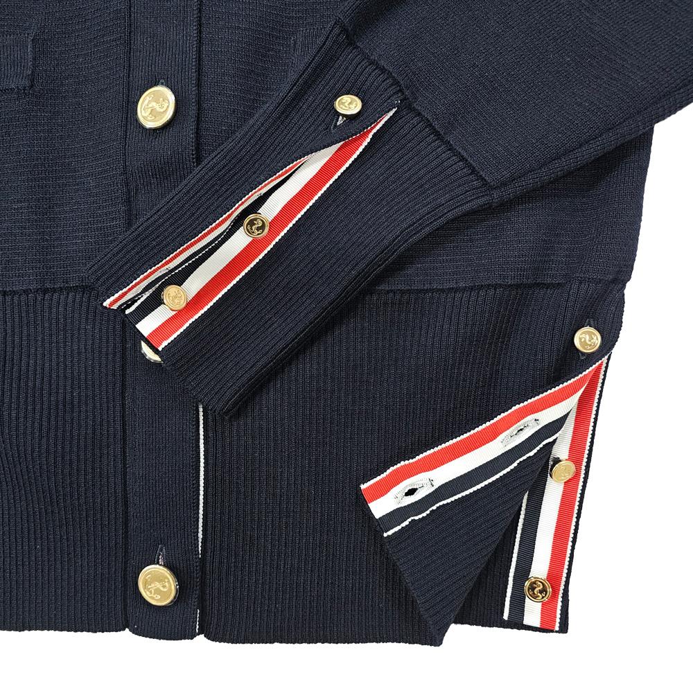 THOM BROWNE Women’s Classic Milano Stitch Wool Cardigan Navy