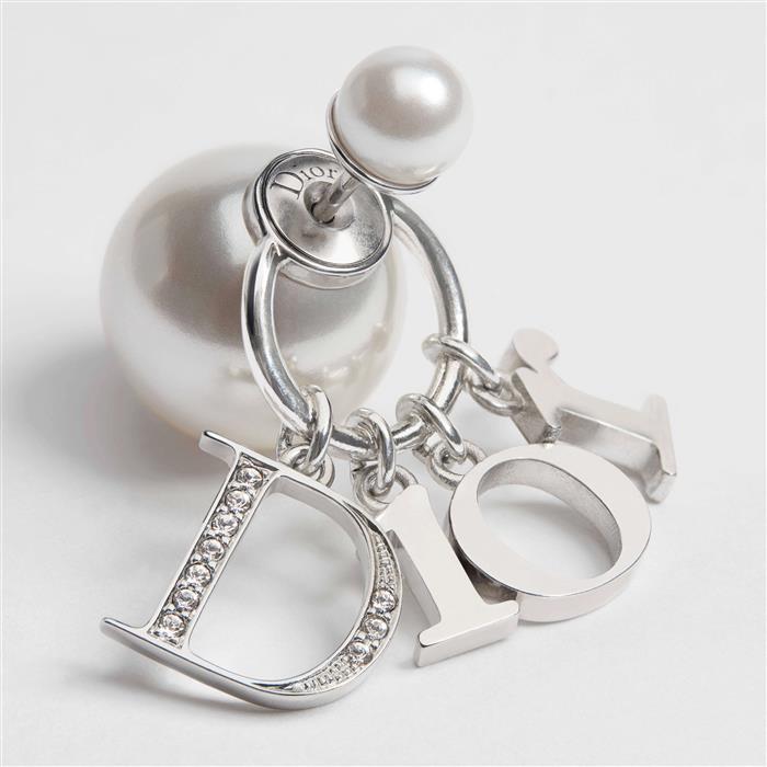 DIOR Tribales Earrings Gold-Tone Metal Pearl Studs