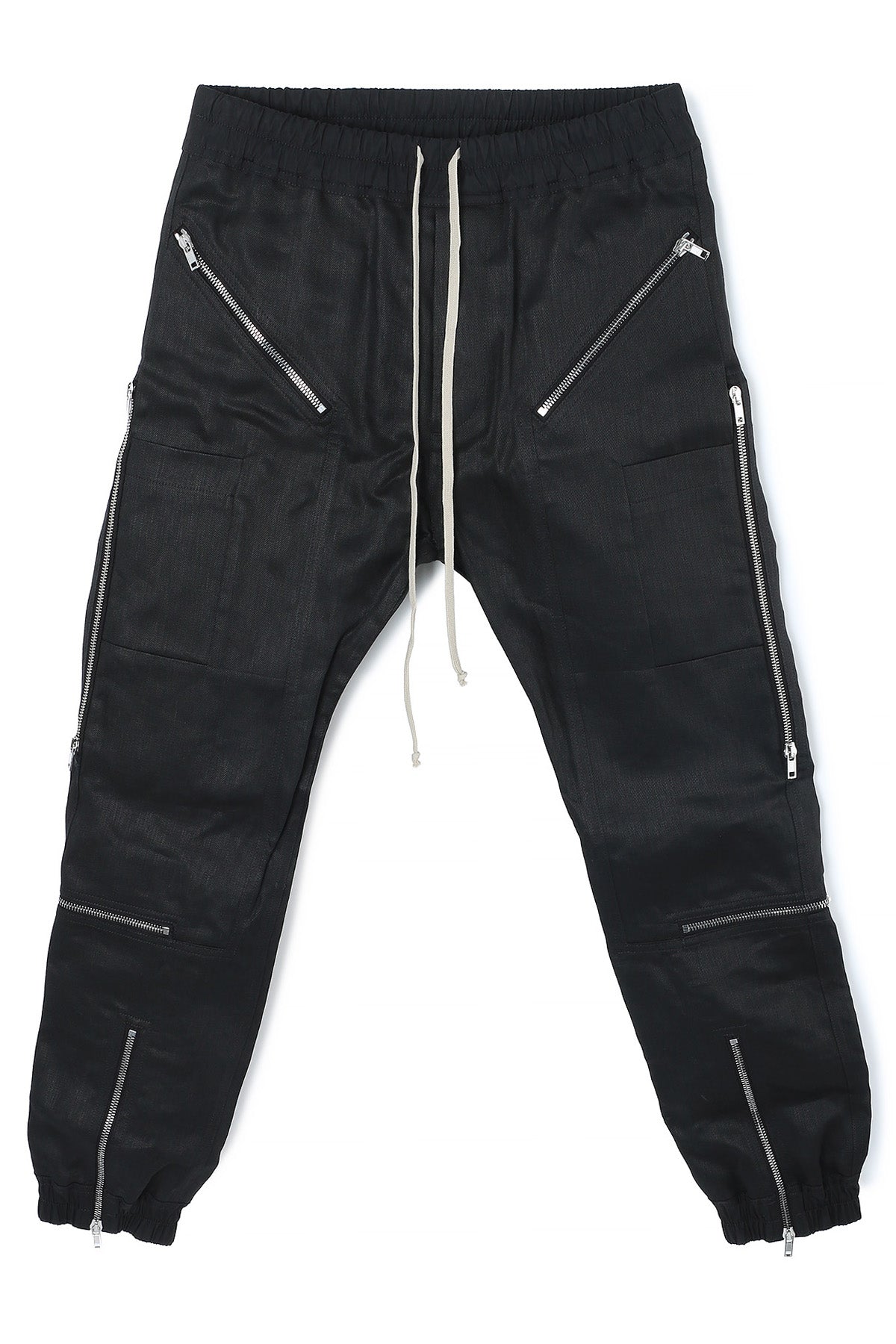 Rick Owens Black Coated Linen Twill Headon Joggers RU01E5368 TWL 09