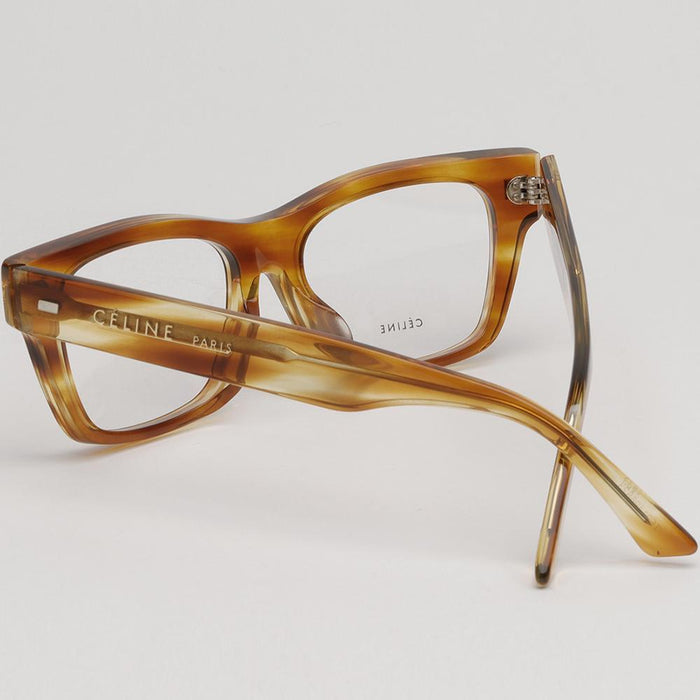 CELINE Thick Transparent Light Tortoise Asian Fit Eyeglasses Frames CL50011F 056