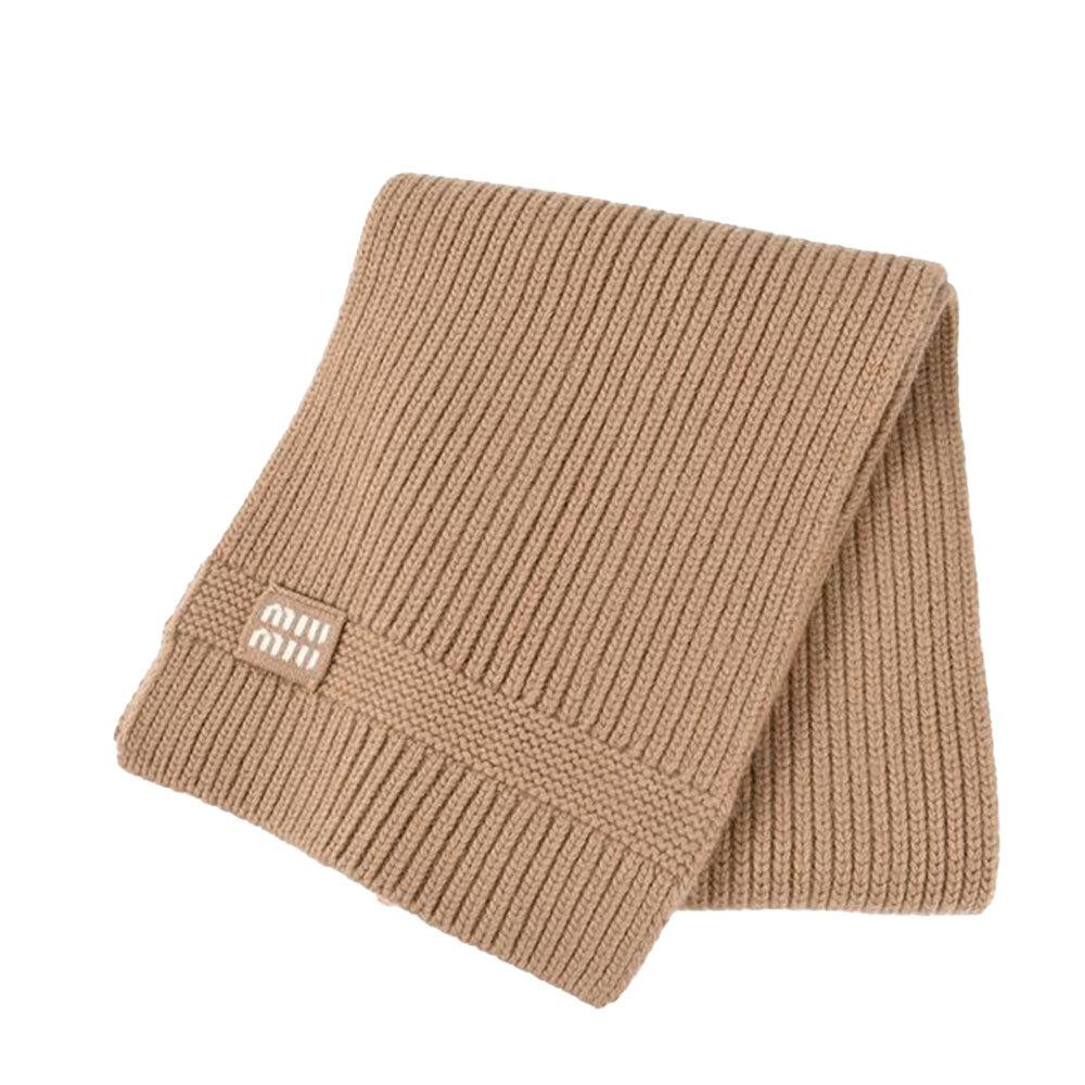 Miu Miu Wool Knit Scarf Black Unisex