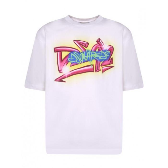 Dsquared2 Label Tag Loose Fit T-Shirt White Men’s