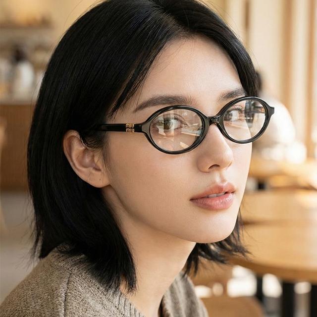 Miu Miu Black Acetate Oval Round Eyeglass Frames Unisex VMU01X 1AB 1O1