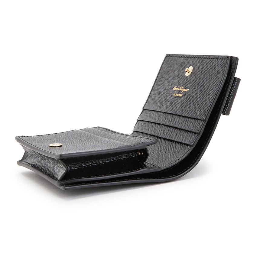 Ferragamo Vara Bow Leather Bifold Wallet Black Women’s