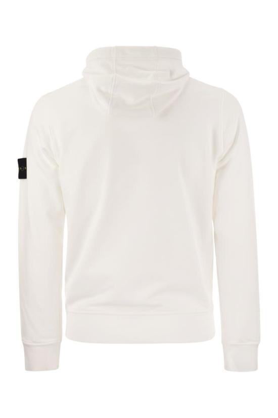 STONE ISLAND White Cotton Hooded Sweatshirt Women