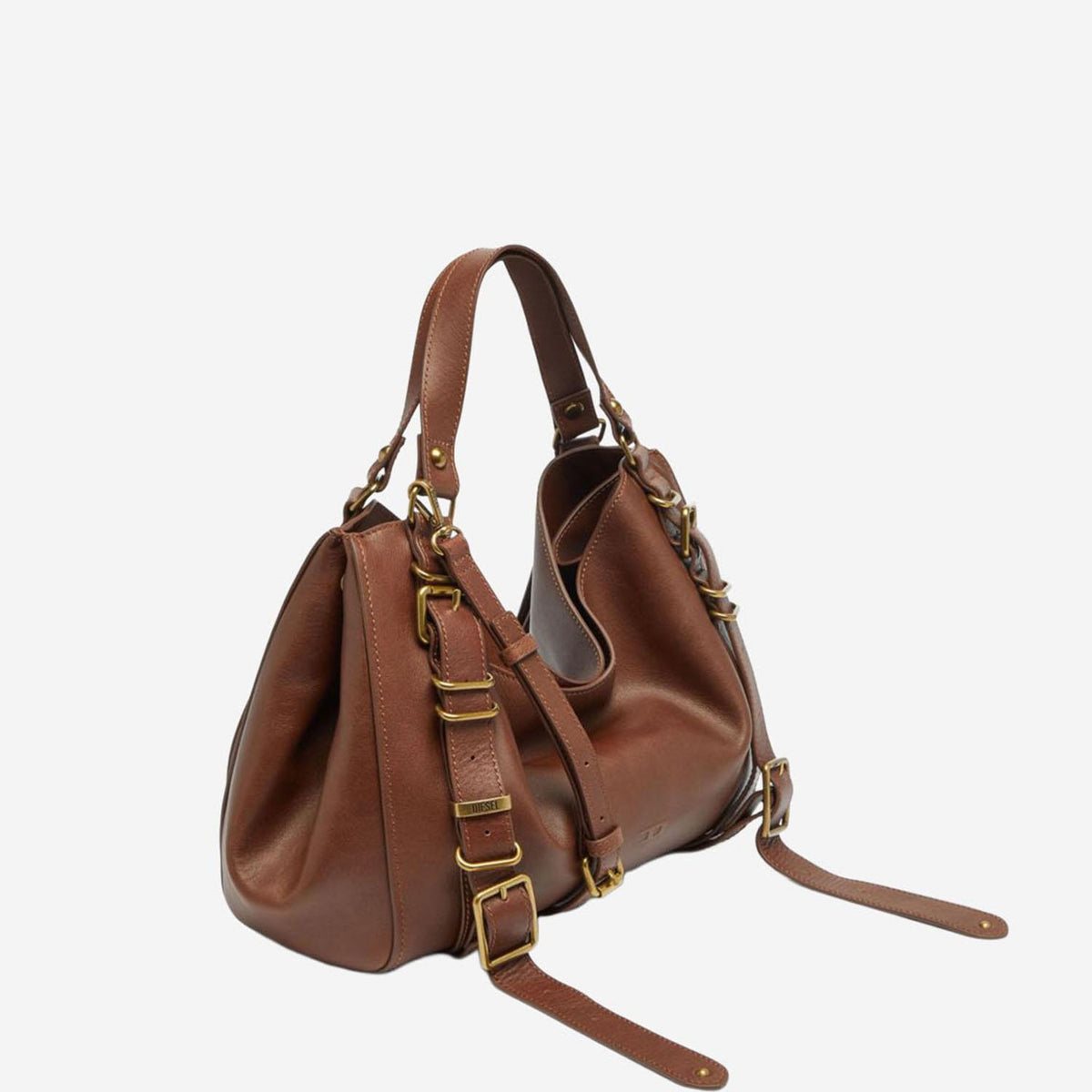 DIESEL Brown Leather Tote Shoulder Bag