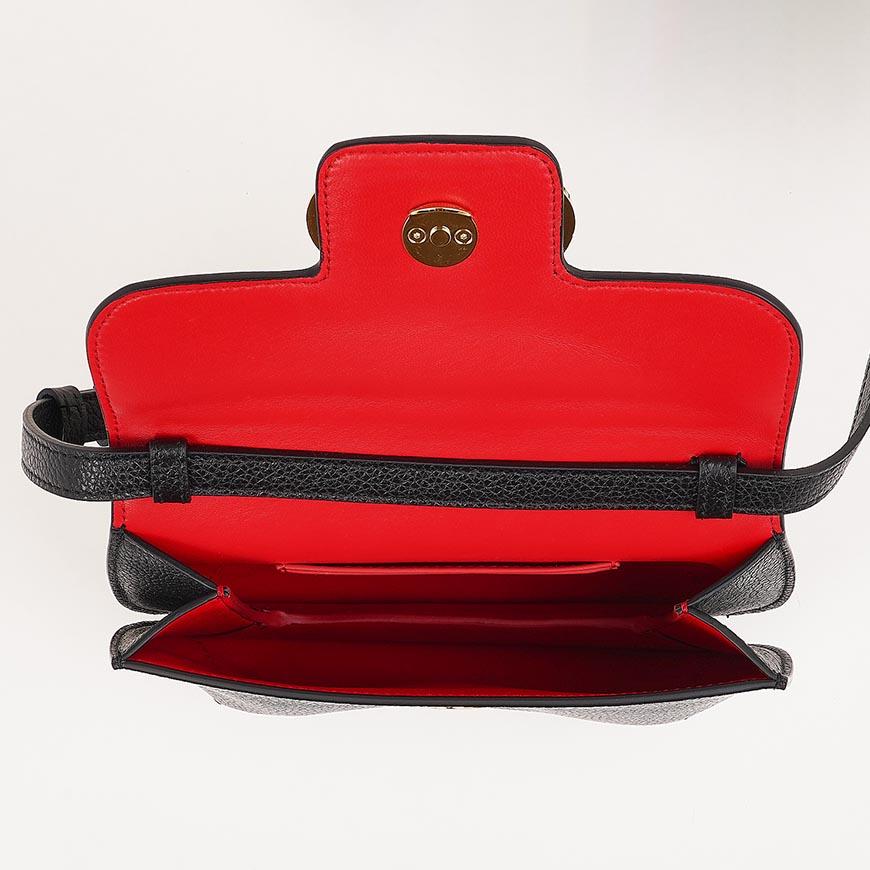Ferragamo Double Gancini Mini Shoulder Bag Black Red Women