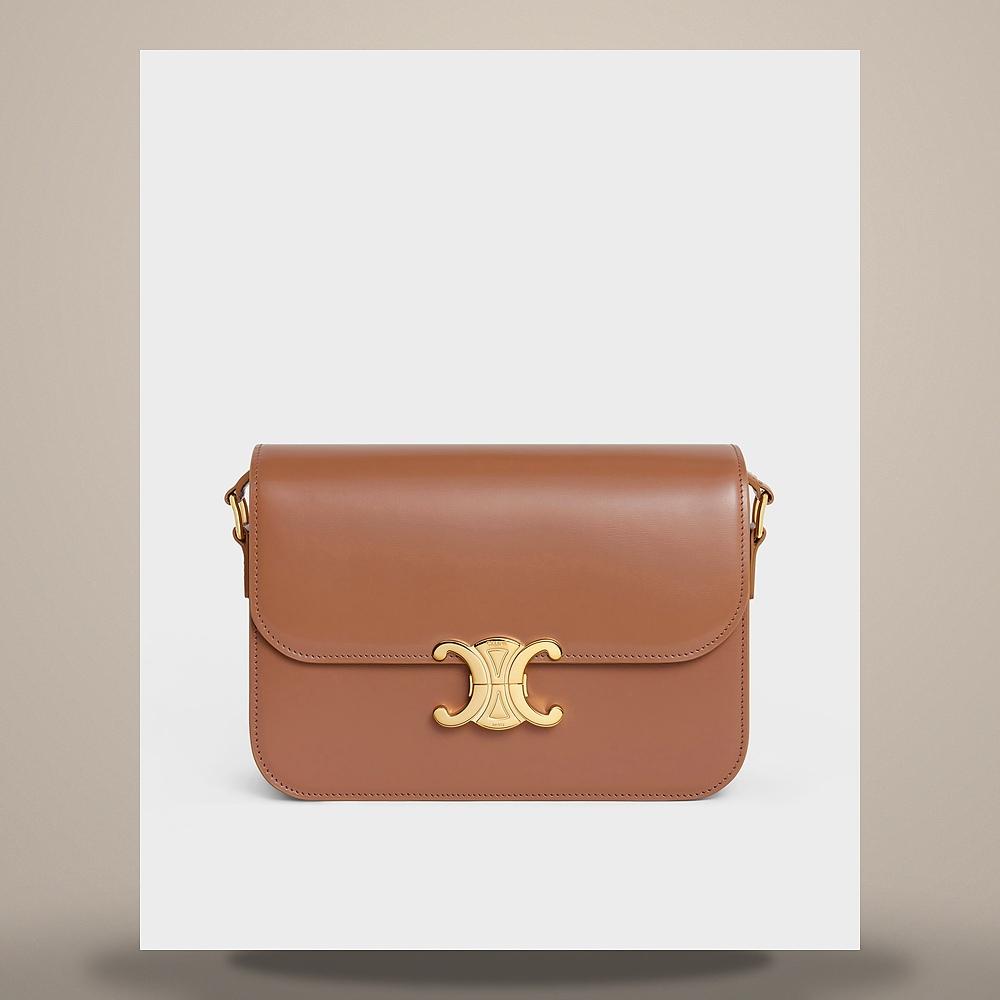CELINE Medium Triomphe Folio Natural Calfskin Tan Tote Bag L102U3705 04LU