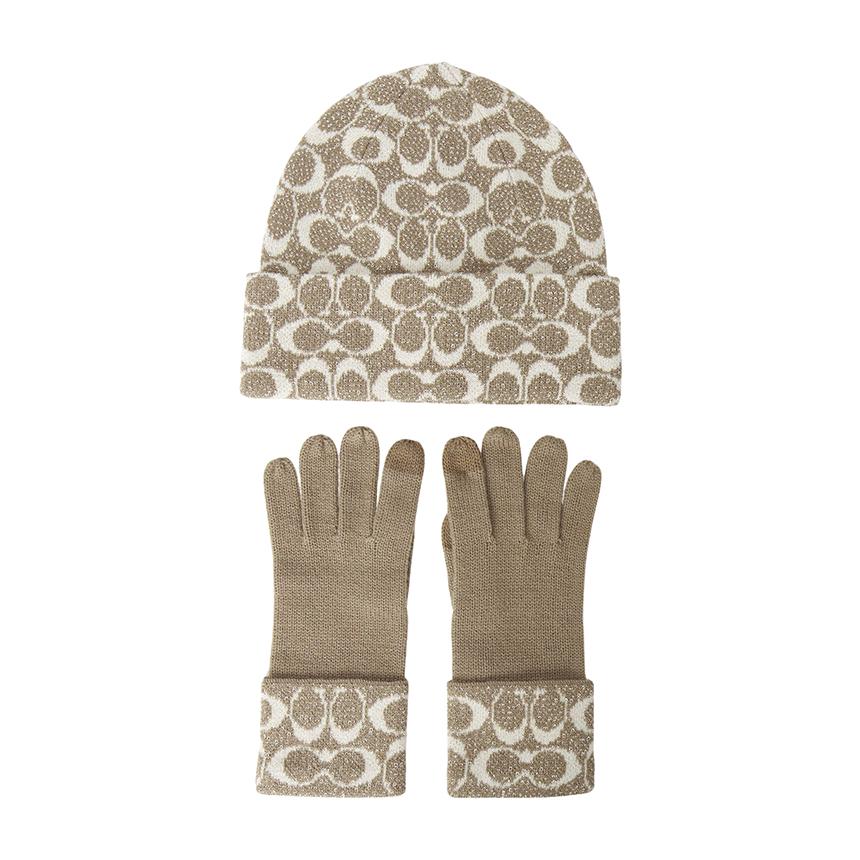 Coach Women’s Knit Gloves and Beanie Set COWC554585 015