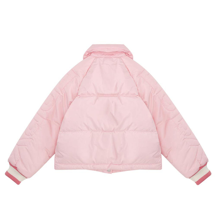 BURBERRY Light Pink Logo Quilted Down Jacket Women
