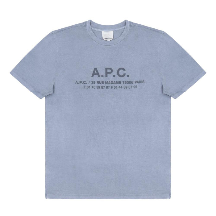 A.P.C. Address Logo Short Sleeve T-Shirt H26570 IAB LIGHT BLUE