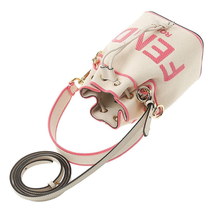 FENDI Mon Tresor Embroidered Canvas Mini Bucket Shoulder Bag