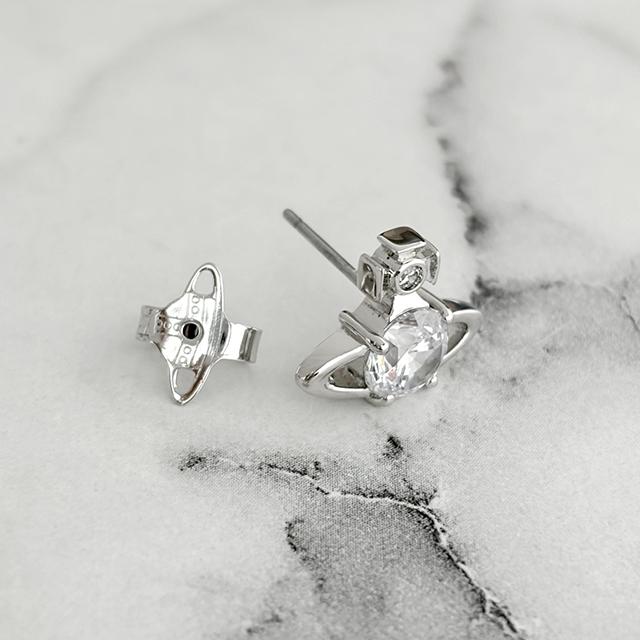 Vivienne Westwood REINA Logo Earrings Silver Tone