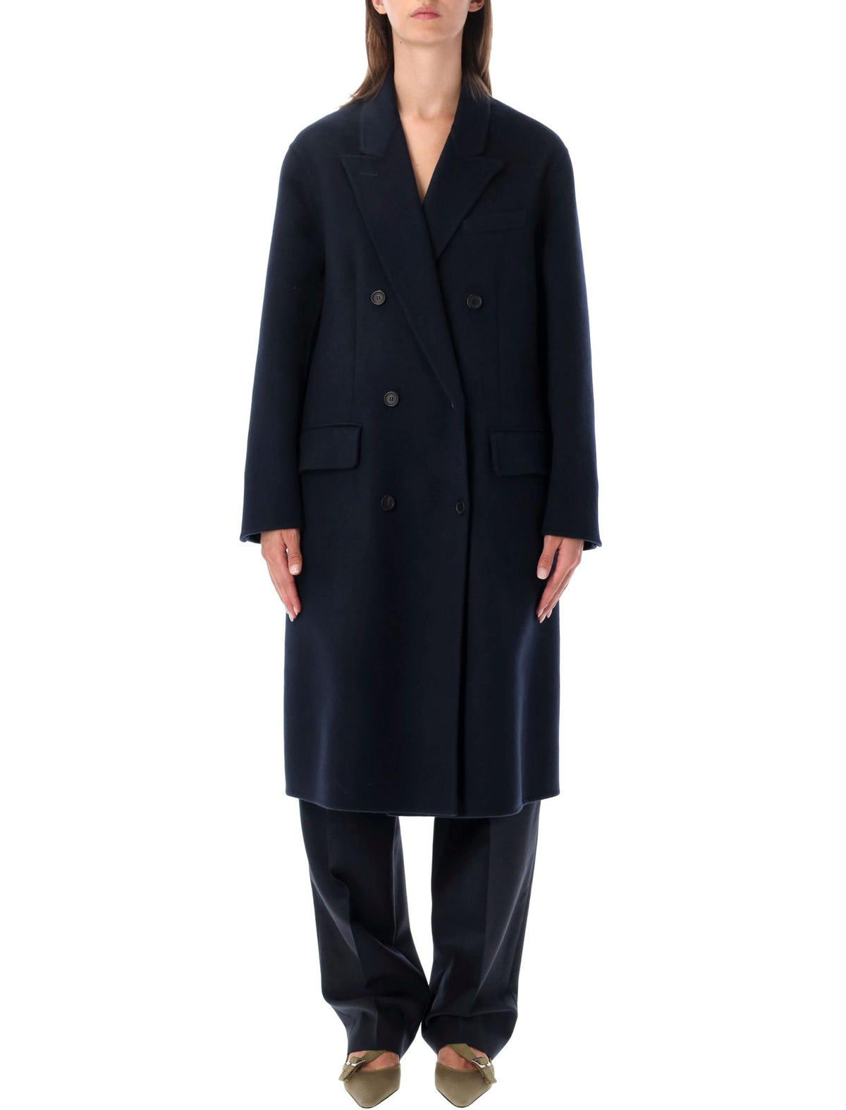 PRADA Black Wool Blend Long Coat for Women