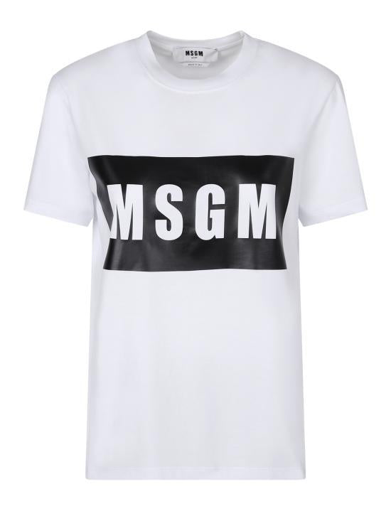 MSGM Short Sleeve T-Shirt for Women 2000MDM52020000201 WHITE DOM