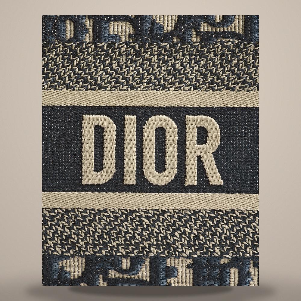 DIOR Book Tote Medium Blue DIOR Oblique Embroidered Calfskin Tote Bag