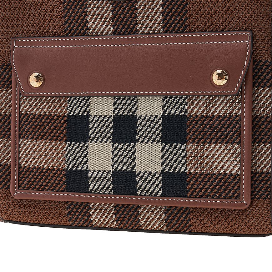 BURBERRY Women's Tartan Check Pocket Tote Bag 8049138 LL MN POCKET BAG KNT A9011