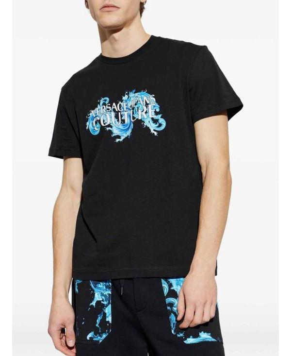 Versace Baroque Wave Print T-Shirt for Men 80GAHE02 CJ00E 899