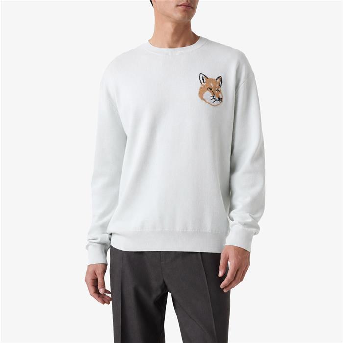 Maison Kitsune Fox Head Intarsia Unisex Crewneck Knit Sweater