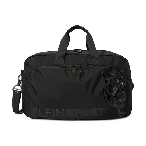 PLEIN SPORT Men’s Duffel Bag Black Nylon Tote Bag