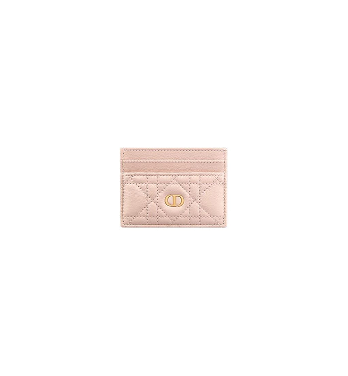 DIOR Caro Freesia Leather Card Holder Wallet