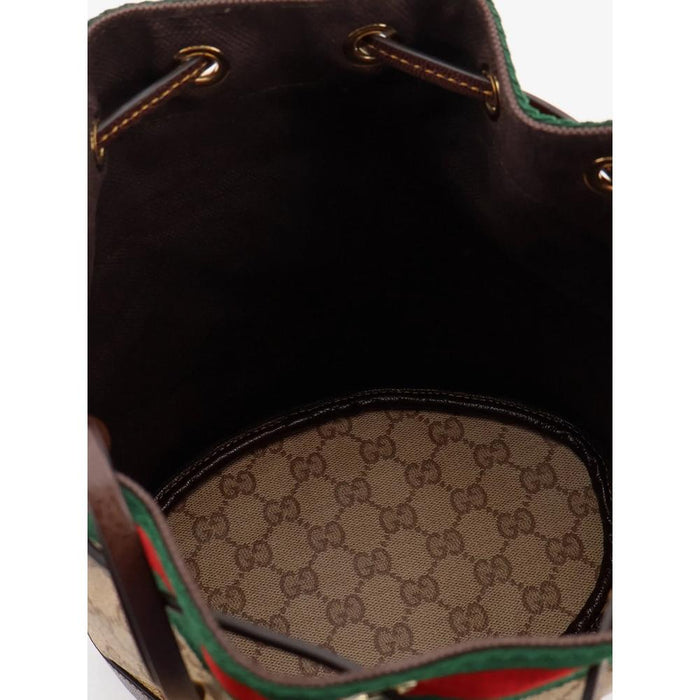 GUCCI Venice Small Bucket Bag Beige Brown Leather Shoulder Bag