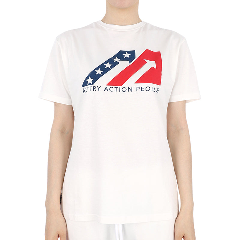 AUTRY Iconic Action Logo Short Sleeve T-Shirt White Women