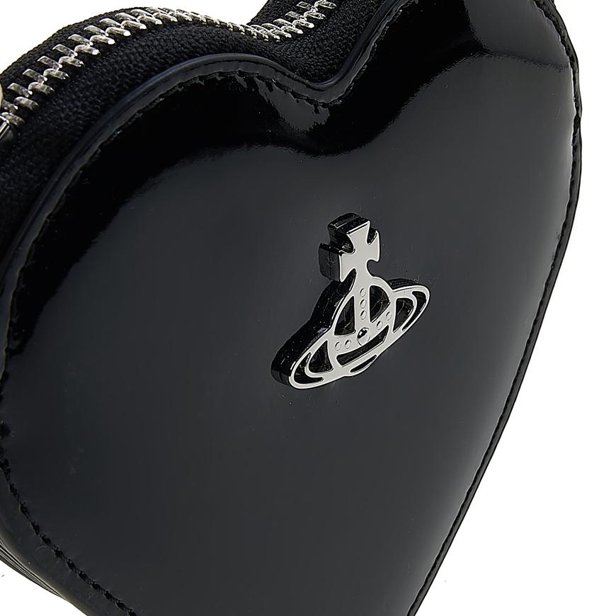 Vivienne Westwood Women’s Heart Wristlet Clutch Black Leather