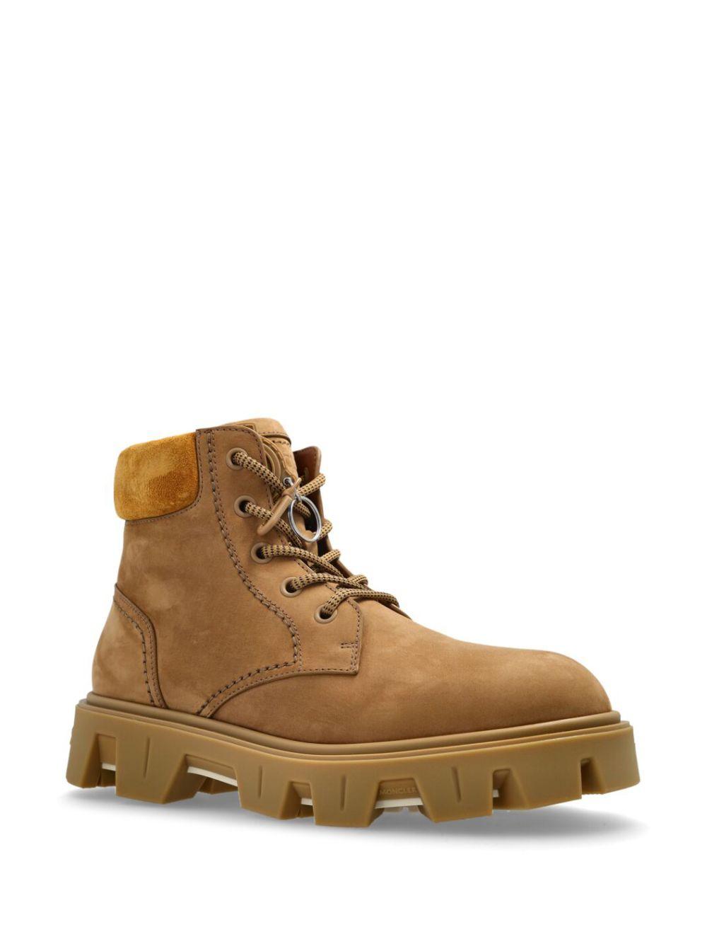 Moncler Black Leather Ankle Lace-Up Boots
