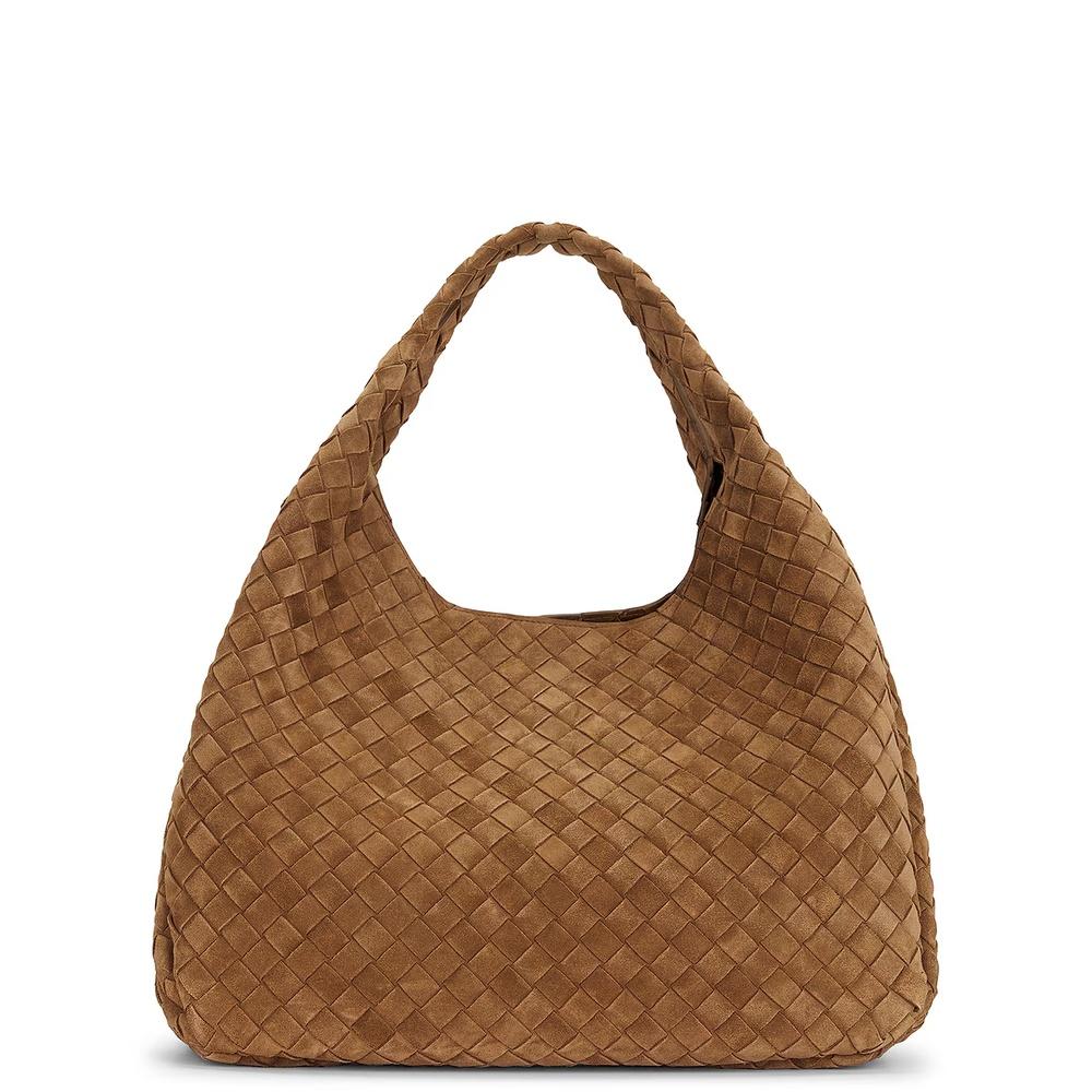 Bottega Veneta Campana Large Shoulder Bag Brown Leather