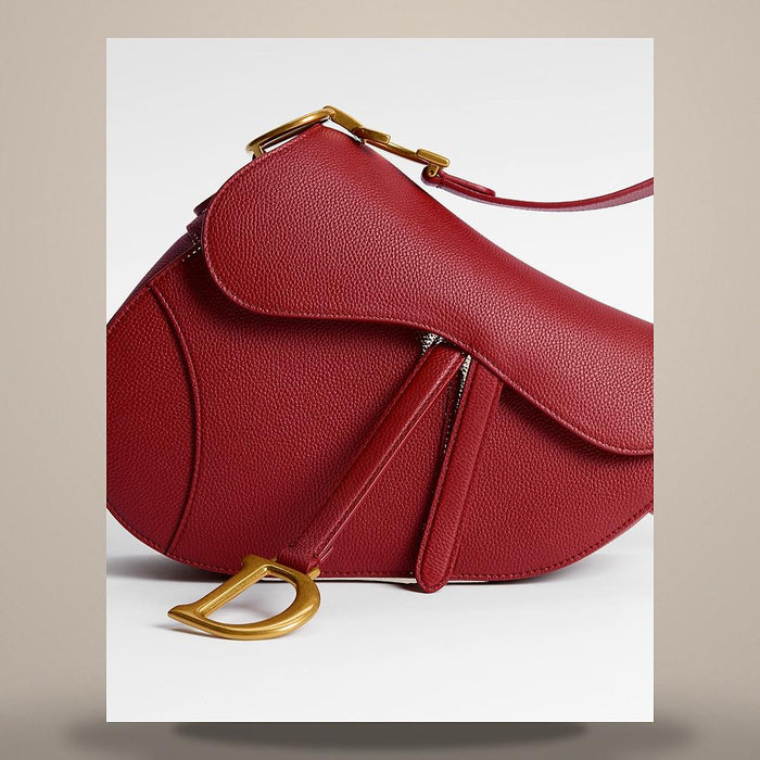 DIOR Saddle Strap Bag Garance Red Grained Calfskin Shoulder Bag M0455CUQW M76R