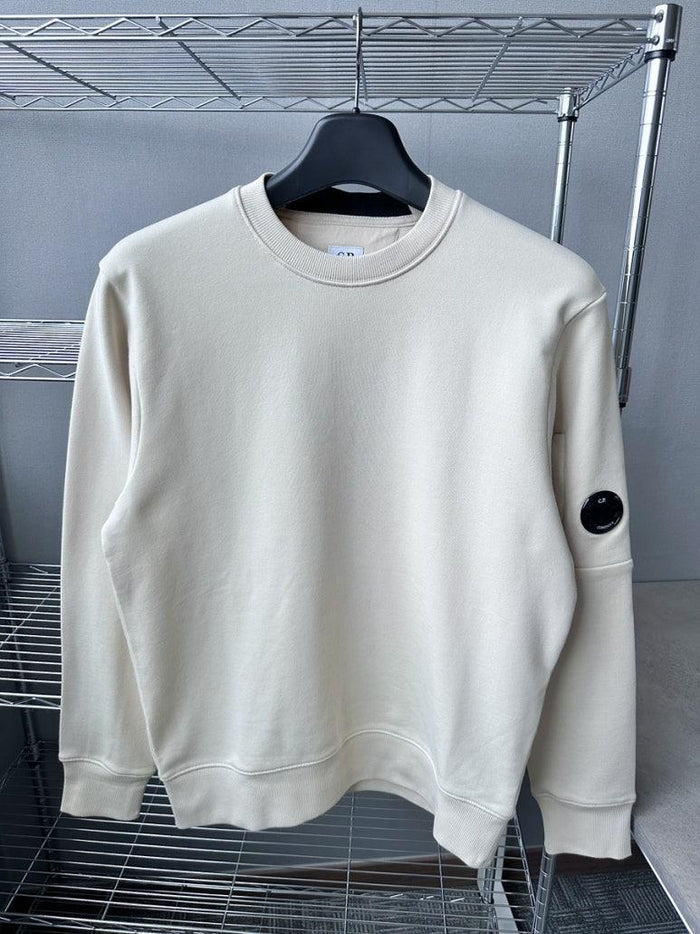 CP Company Lens Patch Crewneck Sweatshirt Cream Unisex