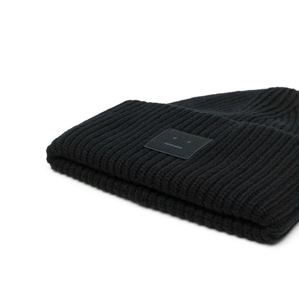 Acne Studios Face Patch Wool Beanie Black C40135 900
