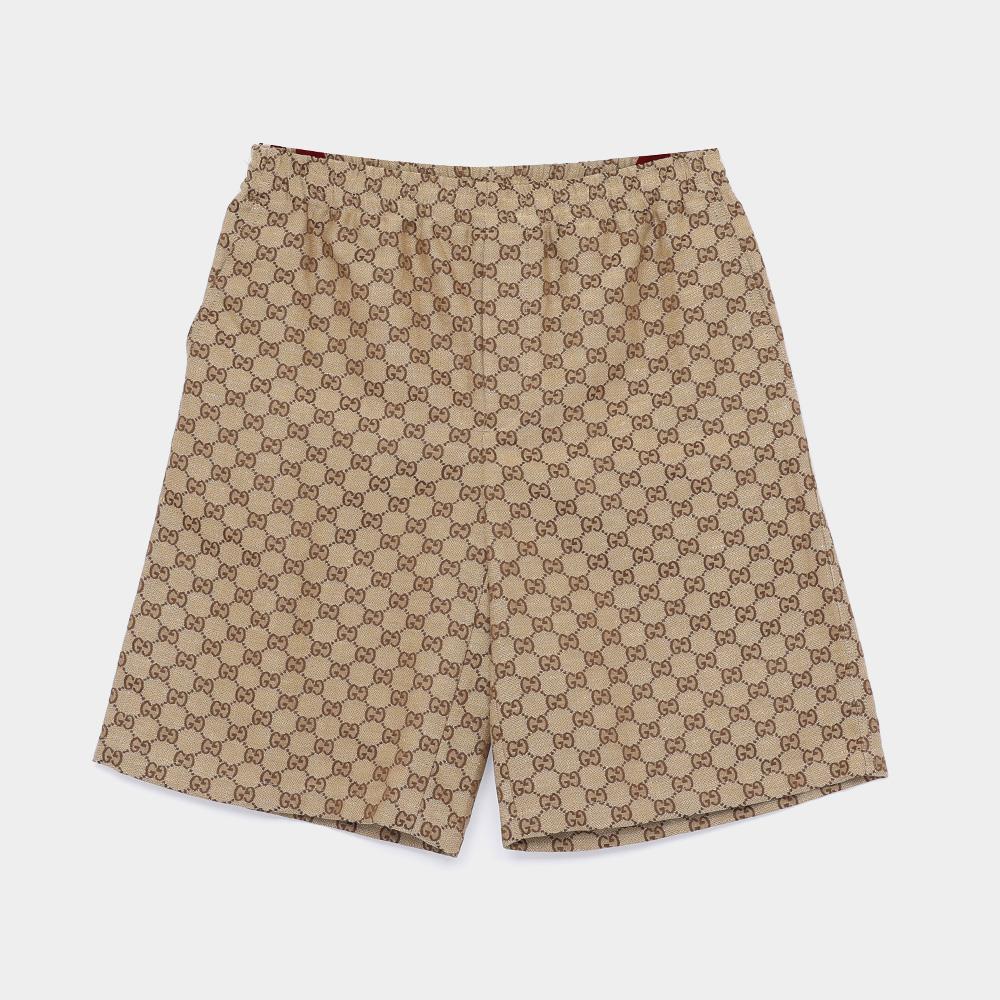 GUCCI GG Logo Jacquard Linen Elastic Waist Men’s Shorts