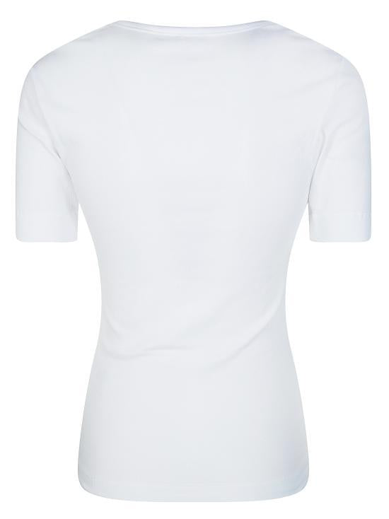 GANNI Soft Cotton Rib Short Sleeve T-Shirt A1050182 151 BRIGHT WHITE DOM