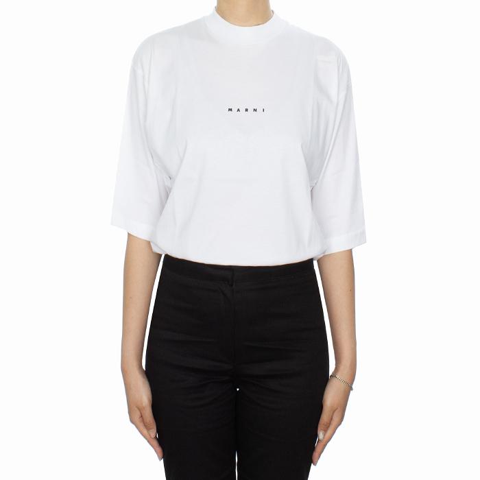 Marni Mini Logo Oversized Short Sleeve T-Shirt White Women