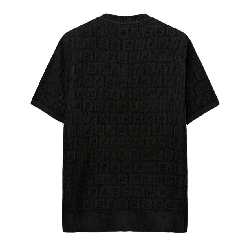 FENDI FF Logo Cotton Short-Sleeve Knit Sweater for Women