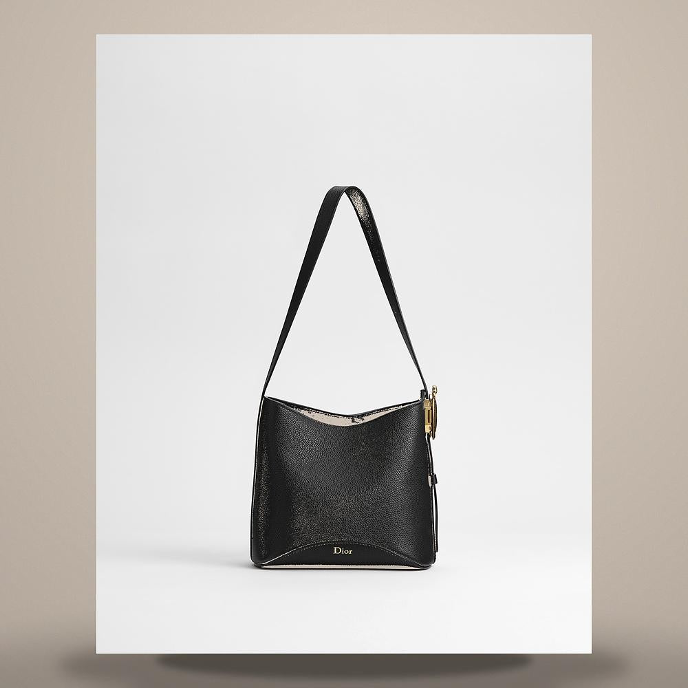 DIOR Black Grained Calfskin Medallion Bucket Bag Small Crossbody M1531QUQW M900