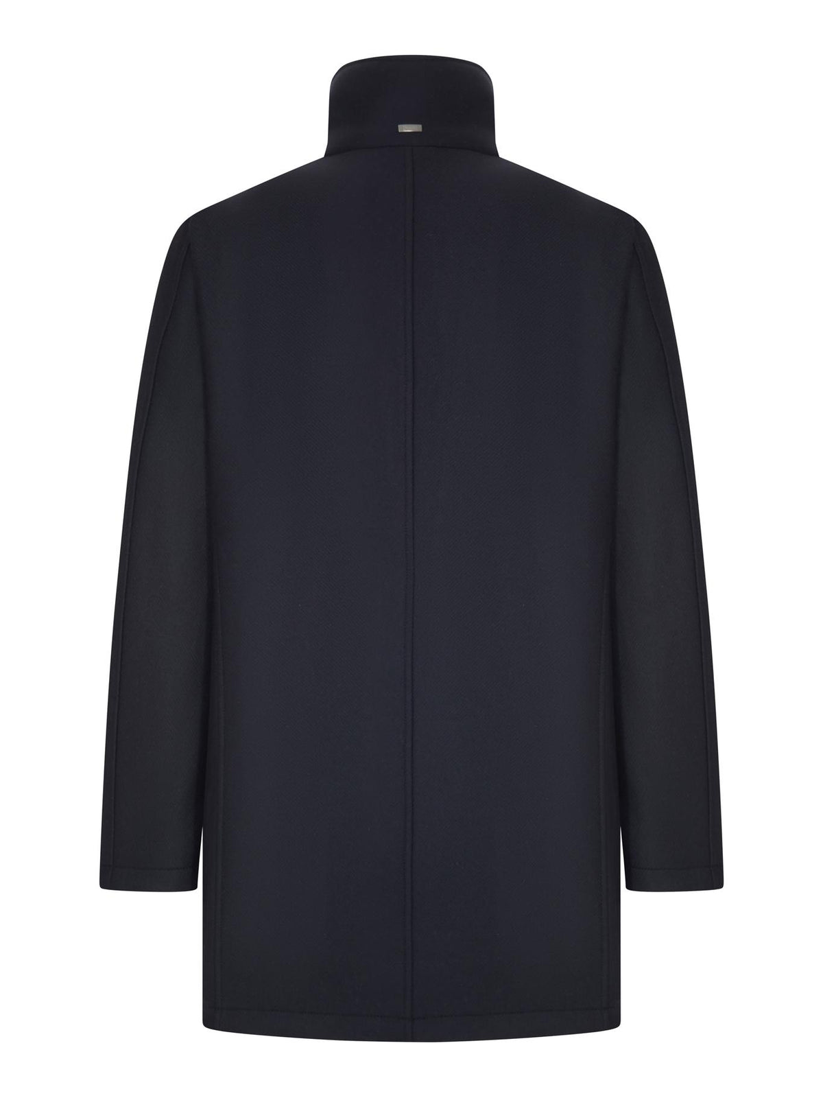 Herno Navy Wool Blend Single-Breasted Coat