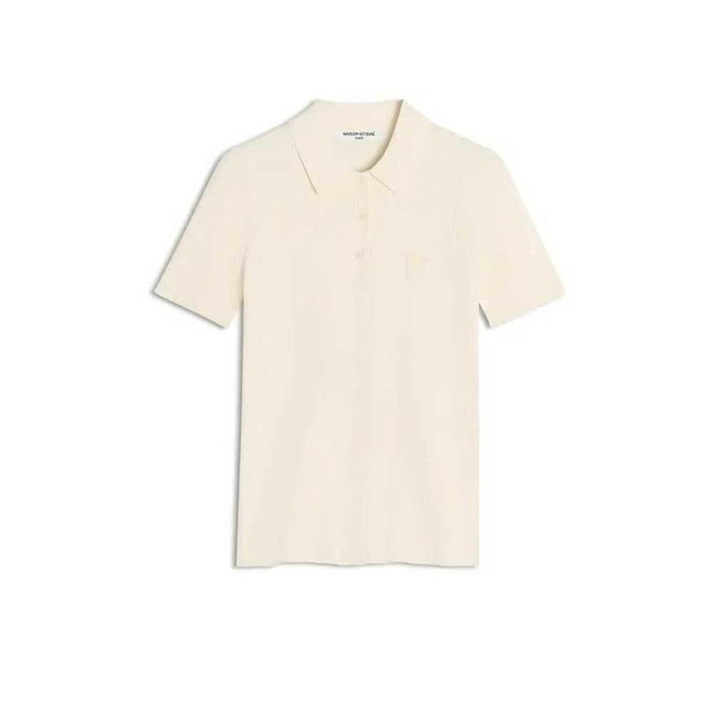 Maison Kitsune Ribbed Short Sleeve Polo T-Shirt Baby Fox Women’s