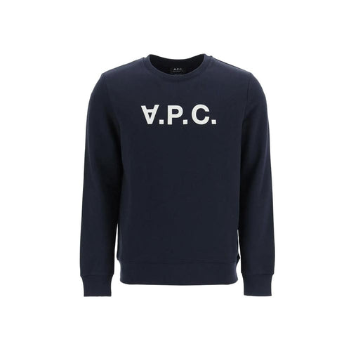 A.P.C. Dark Navy Velvet VPC Logo Crewneck Sweatshirt