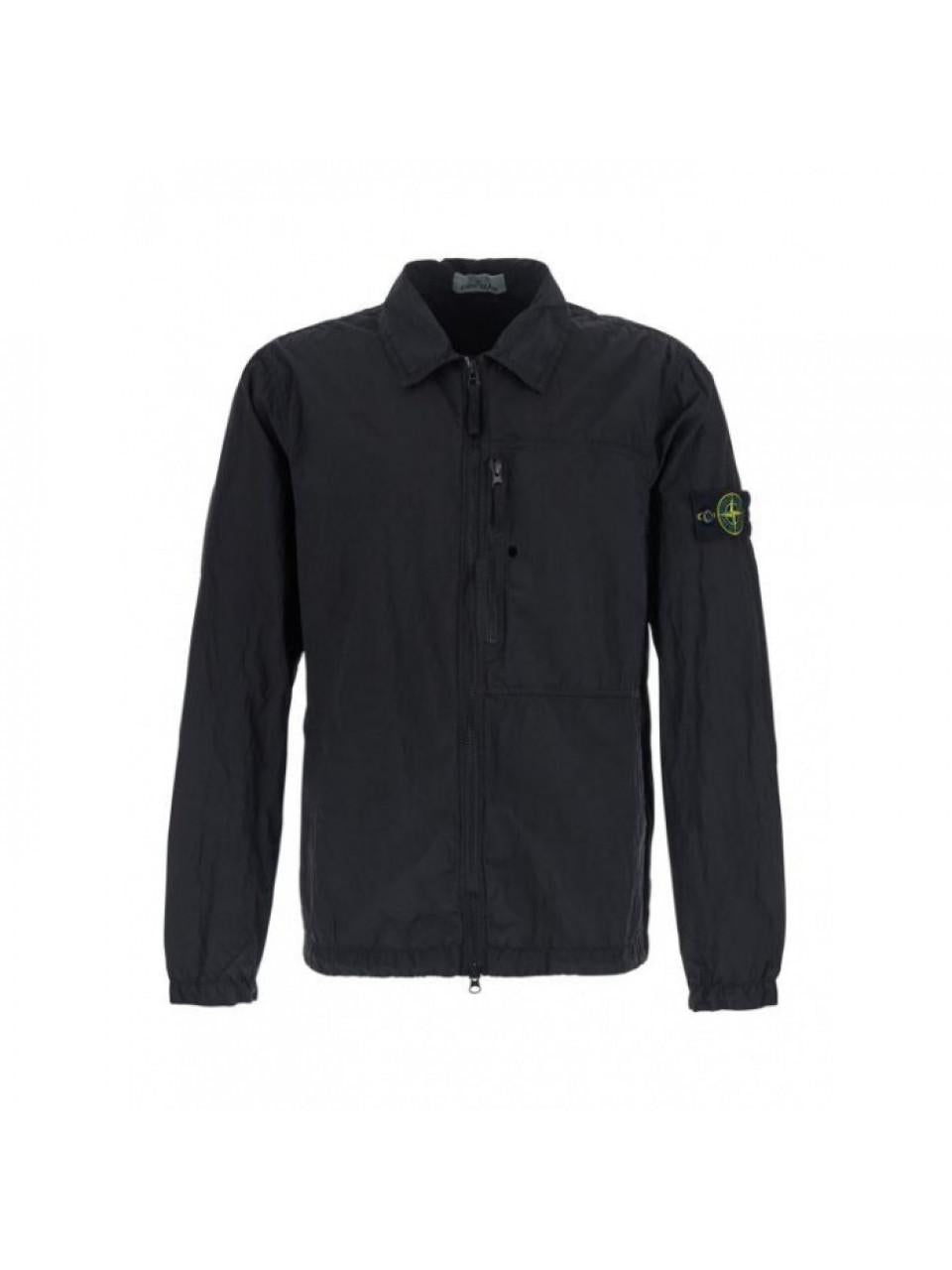 STONE ISLAND Nylon Metal Econyl Overshirt Long Sleeve Shirt Black