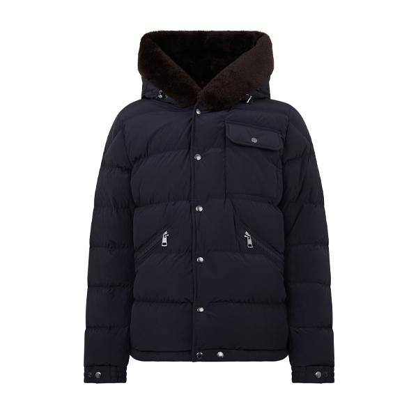 Moncler Shearling Hood Down Puffer Jacket Navy Men 1A00149 5974W 778