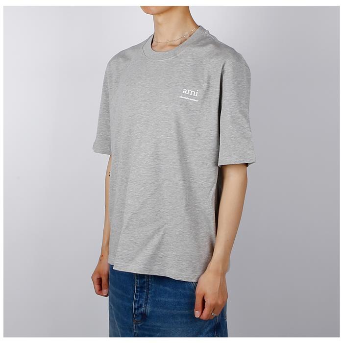 AMI Logo Print Short Sleeve T-Shirt Gray